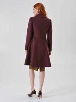 Cappotto Marrone con Bottoni Ricoperti in Misto Viscosa det_3