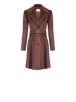 Cappotto Marrone con Bottoni Ricoperti in Misto Viscosa det_4