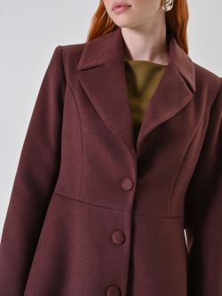 Cappotto Marrone con Bottoni Ricoperti in Misto Viscosa in_i5