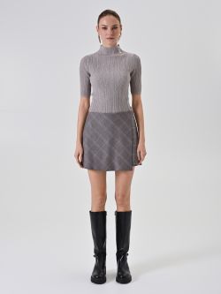 Grey Check Miniskirt det_1