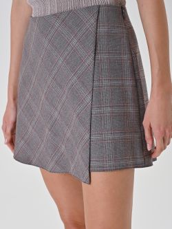 Grey Check Miniskirt in_i5