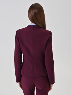 Burgundy Double-Breasted Jacket with Square Neckline det_3