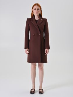 Cappotto Midi Marrone con Revers det_1