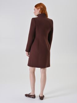 Cappotto Midi Marrone con Revers det_3