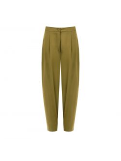 Military Green Pleated Carrot Trousers det_4
