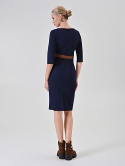Blue Belted Sheath Dress det_3