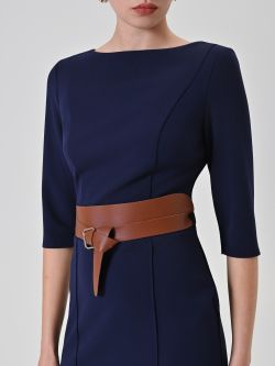 Blue Belted Sheath Dress in_i5