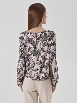 Light Beige Paisley Print Blouse det_3