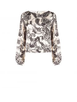 Light Beige Paisley Print Blouse det_4