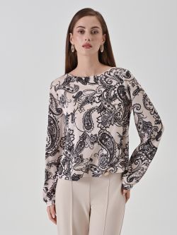 Blusa beige stampa paisley in_i7