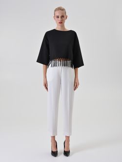 Top noir à passementerie et franges det_1