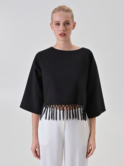 Top noir à passementerie et franges det_2