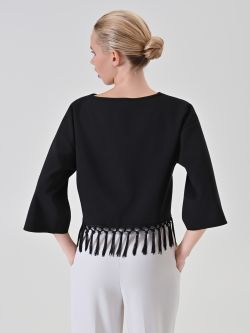 Top noir à passementerie et franges det_3