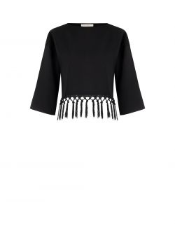 Top noir à passementerie et franges det_4