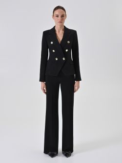 Black Chevron Double-Breasted Jacket det_1