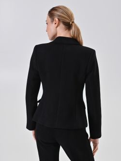 Black Chevron Double-Breasted Jacket det_3