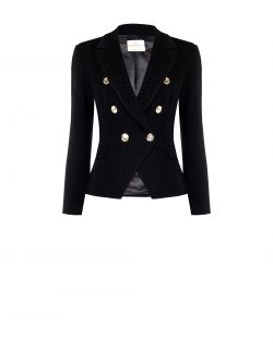 Black Chevron Double-Breasted Jacket det_4