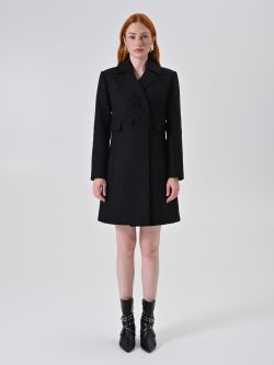 Cappotto Doppiopetto Nero con Bottoni Ricoperti det_1