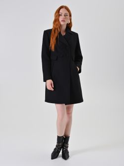 Cappotto Doppiopetto Nero con Bottoni Ricoperti in_i7