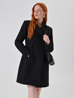 Cappotto Doppiopetto Nero con Bottoni Ricoperti sp_e1