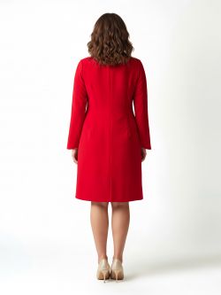 Rotes Curvy-Kleid mit Ringdetail det_2