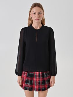 Black Georgette Sleeve Blouse det_2