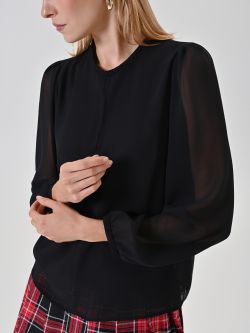Black Georgette Sleeve Blouse in_i5