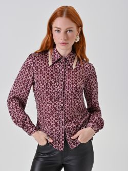 Camicia stampa catene rosso bordeaux in_i7