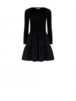 Strickkleid in Schwarz mit Volant-Rock det_4