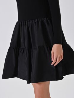 Strickkleid in Schwarz mit Volant-Rock in_i5