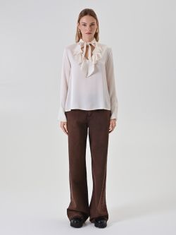 Ivory Ruffled V-Neck Blouse det_1