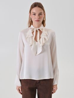 Ivory Ruffled V-Neck Blouse det_2