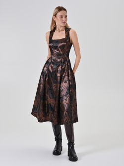 Abito jacquard floreale cioccolato in_i7