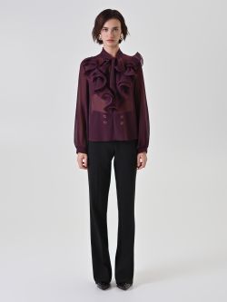 Burgundy Blouse with Maxi Ruffles 1 Rinascimento Burgundy Blouse with Maxi Ruffles det_1