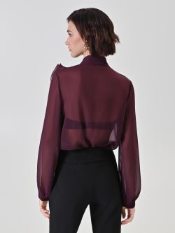 Burgundy Blouse with Maxi Ruffles 3 Rinascimento Burgundy Blouse with Maxi Ruffles det_3