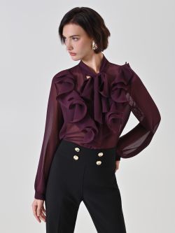 Burgundy Blouse with Maxi Ruffles 5 Rinascimento Burgundy Blouse with Maxi Ruffles in_i7