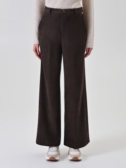 Chocolate Brown Corduroy Palazzo Pants det_2