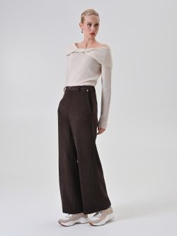 Chocolate Brown Corduroy Palazzo Pants in_i7
