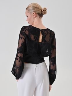 Black Flocked Blouse det_3