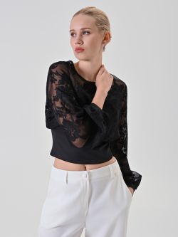 Black Flocked Blouse in_i7