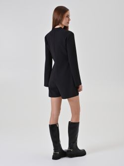 Black blazer jumpsuit with jewel buckle det_3