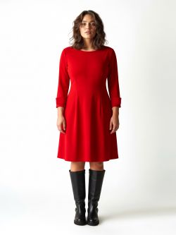 Curvy Red Fit-and-Flare Dress det_1