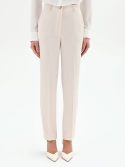 White Trousers in Flowing Crepe Fabric det_2