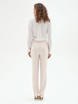 White Trousers in Flowing Crepe Fabric det_3