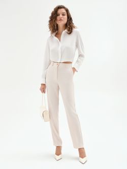 White Trousers in Flowing Crepe Fabric sp_e1