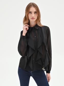 Black Ruffle Blouse in_i7