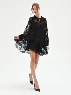Black Floral Lace Mini Dress sp_e1