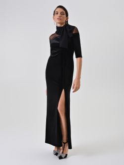 Langes schwarzes Samtkleid mit Schleife 4 Rinascimento Langes schwarzes Samtkleid mit Schleife in_i7