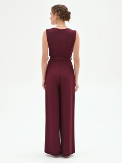 Burgundy Belted Palazzo Jumpsuit det_3