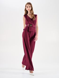 Długi bordowy kombinezon palazzo in_i7